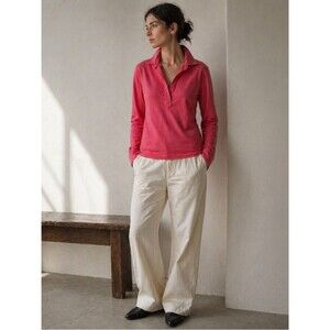 TISH COX Collared Pullover Blouse in Coral S